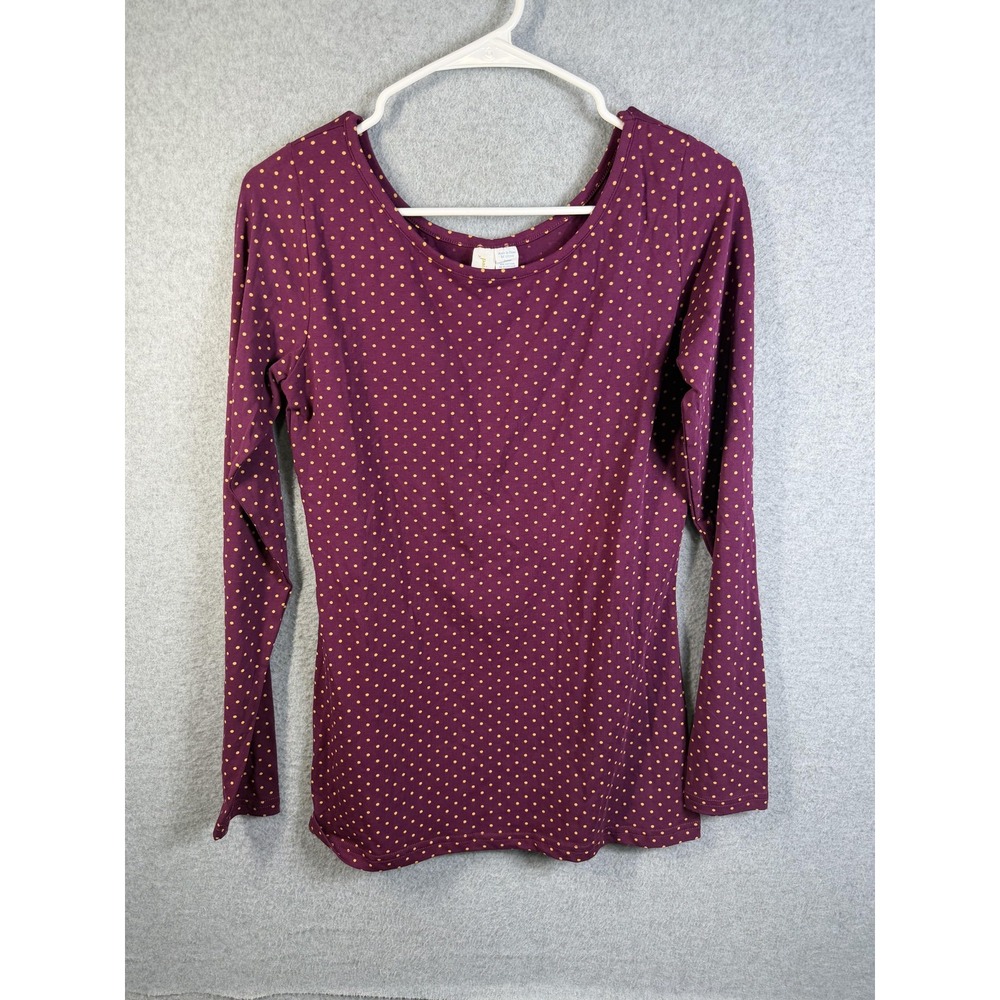 Paint By Numbers Shirt Womens Medium Purple Polka Dot Long Sleeve Scoop Neck Top